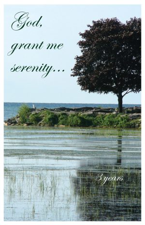 3 years card - God, grant me serenity